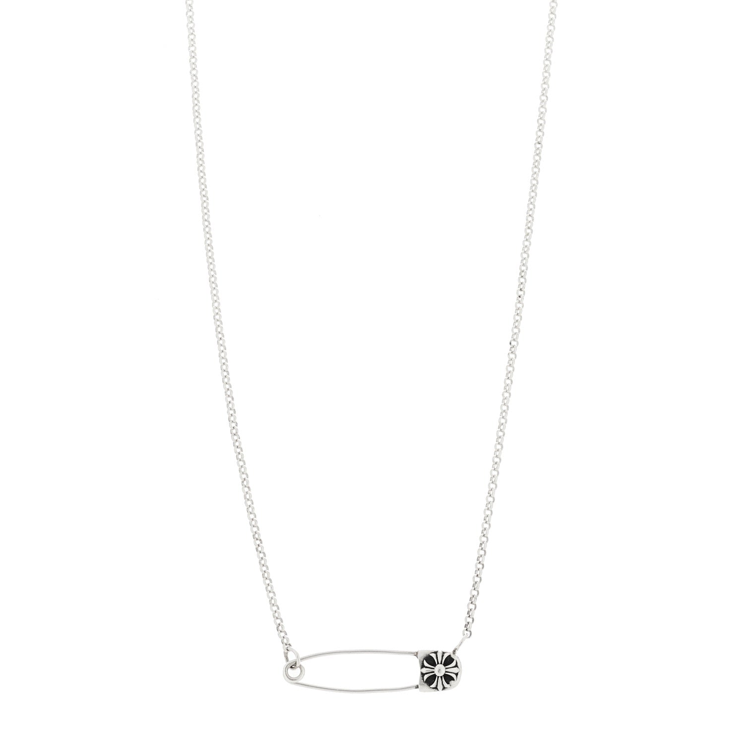 Chrome Hearts Sterling Silver Safety Pin Pendant Necklace 1 of 5