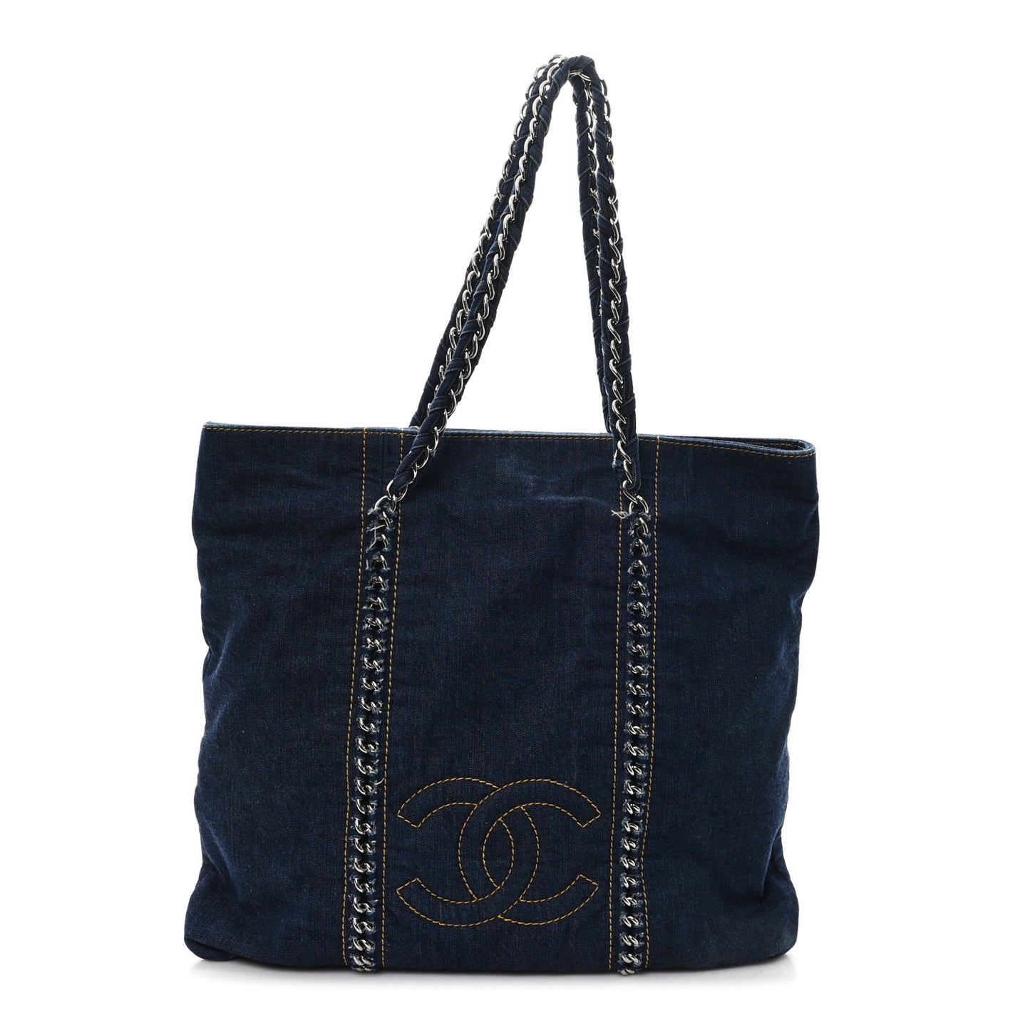 Denim Quilted Luxe Ligne Tote Blue