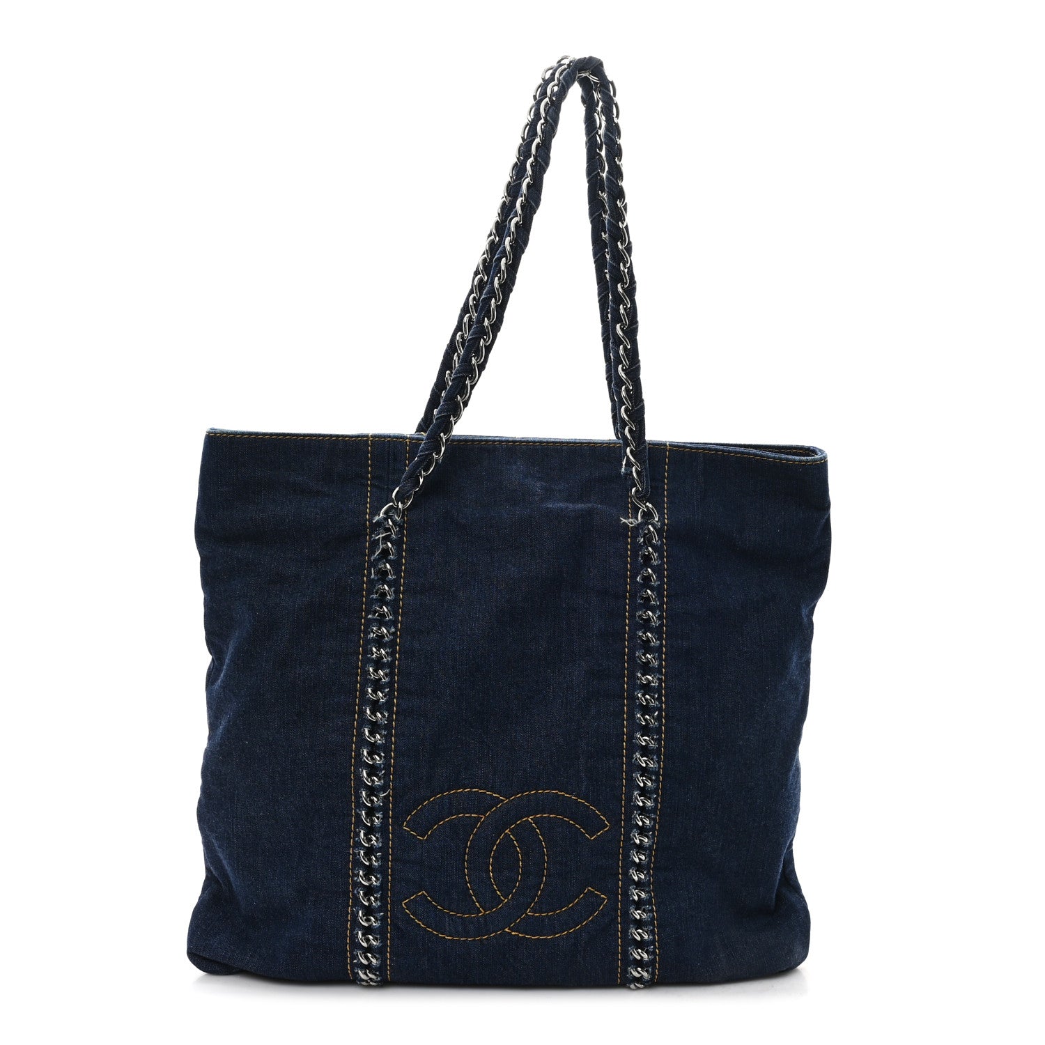 Chanel Denim Quilted Luxe Ligne Tote Blue 1 of 12