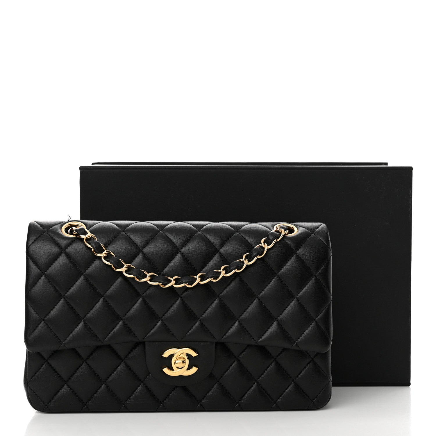 Chanel Lambskin Quilted Medium Double Flap Black 14 of 14