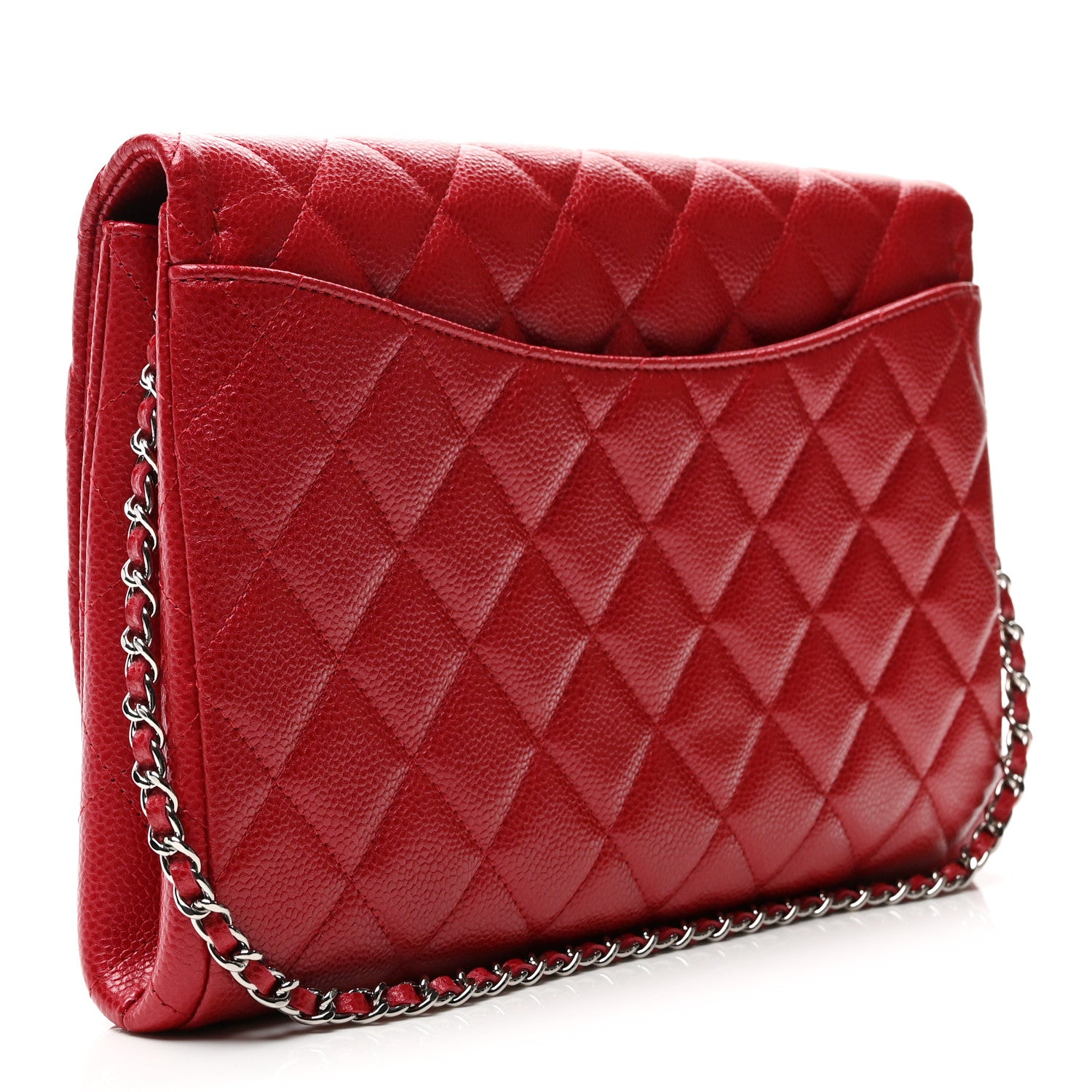 Chanel Iridescent Caviar Quilted Clutch With Chain Flap Red 3 of 10