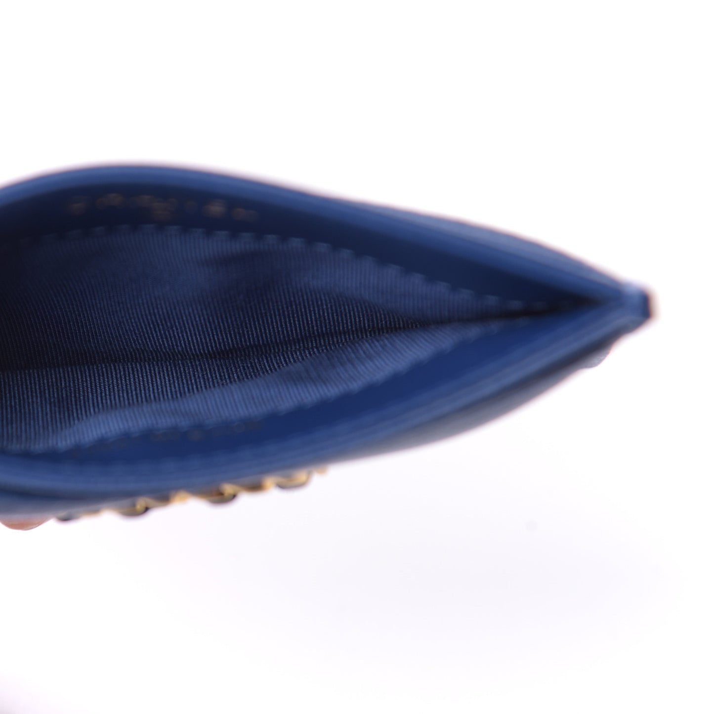 Shiny Goatskin Quilted 19 Card Holder Dark Blue