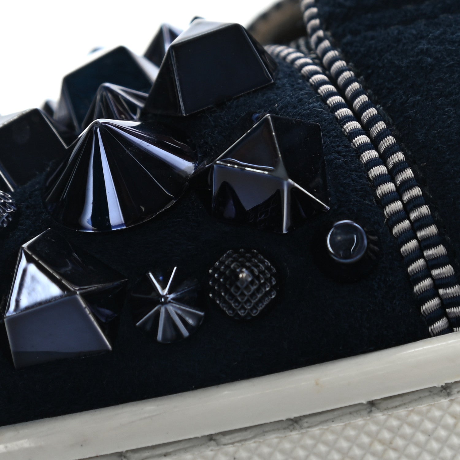 Christian Louboutin Calfskin Veau Velours Strass Mens Louis Spikes Flat Sneakers 42 13 of 13