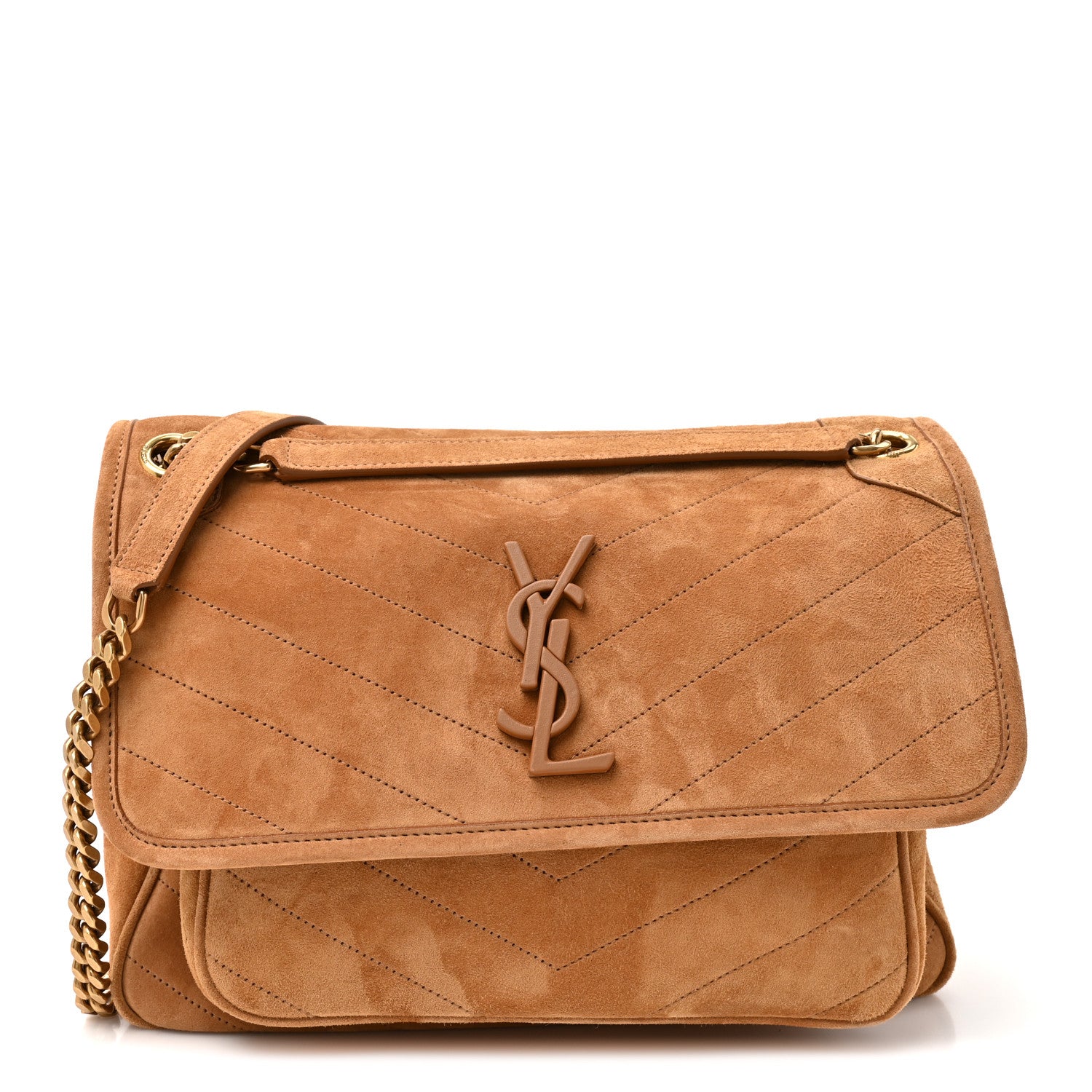 Saint Laurent Suede Monogram Medium Niki Chain Satchel Cinnamon 1 of 9