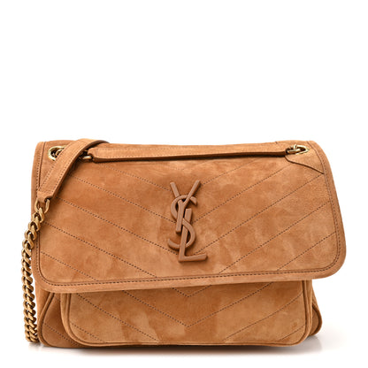 Saint Laurent Suede Monogram Medium Niki Chain Satchel Cinnamon 1 of 9
