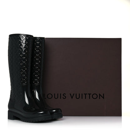 Louis Vuitton Rubber Embossed Monogram Splash Rain Boots 37 Black 9 of 9