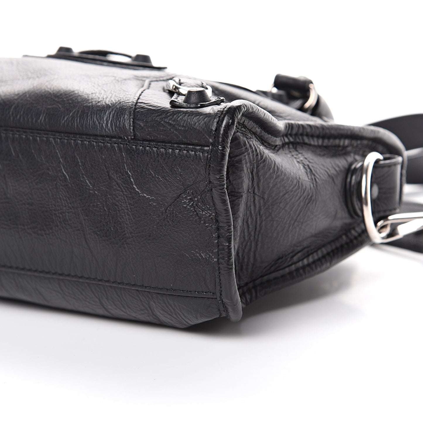 Matte Goatskin Rubber Covered Classic Hardware Mini City Black