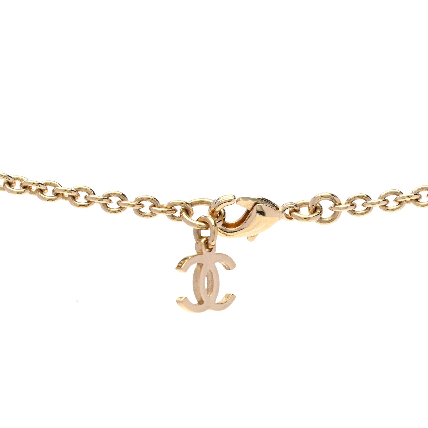Chanel Crystal CC Heart Link Drop Necklace Gold 4 of 6