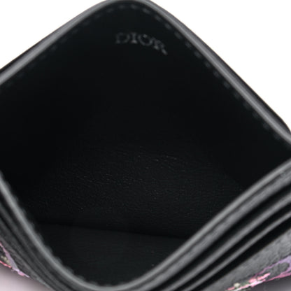 Christian Dior Grained Calfskin Embroidered Floral Lady Dior Card Holder Black 3 of 4