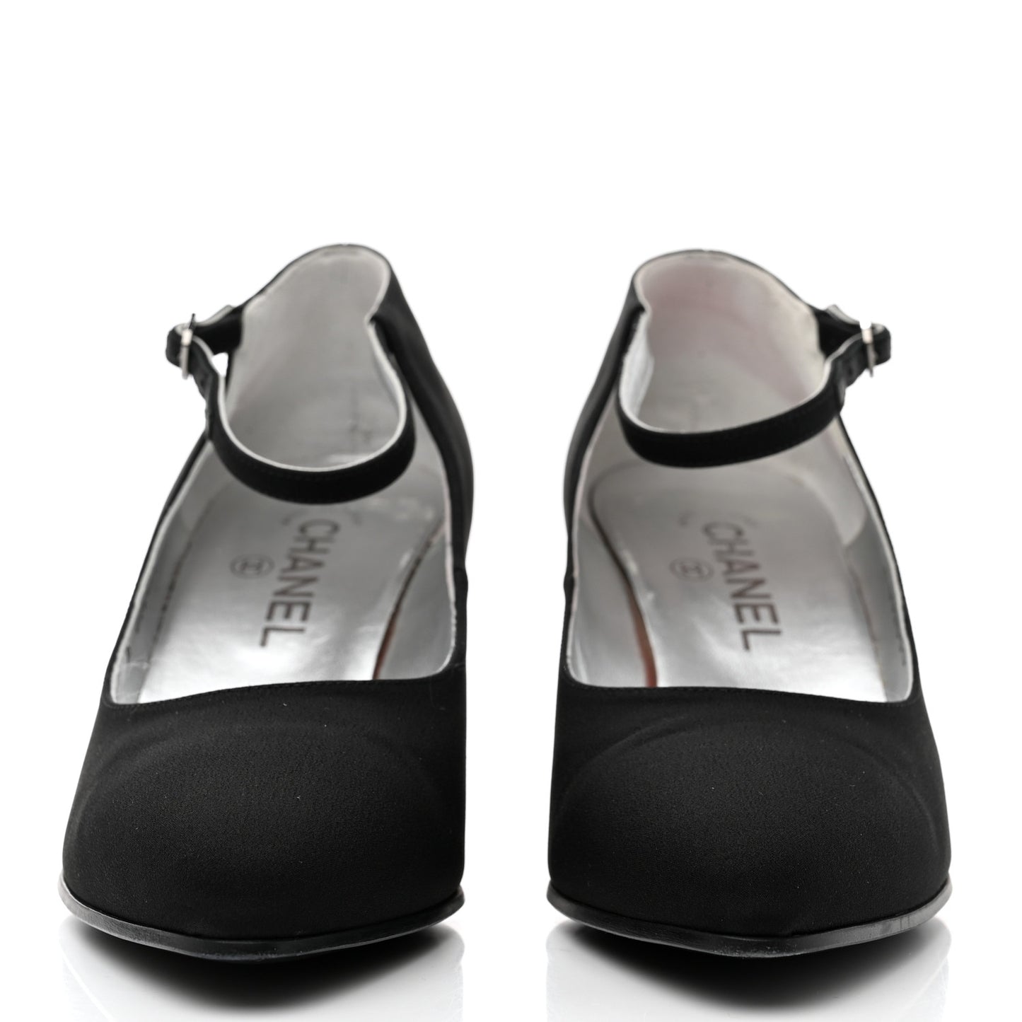 Crepe Satin Mary Jane Pumps 38 Black