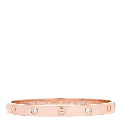 Cartier 18K Pink Gold 4 Diamond LOVE Bracelet 18 1 of 7