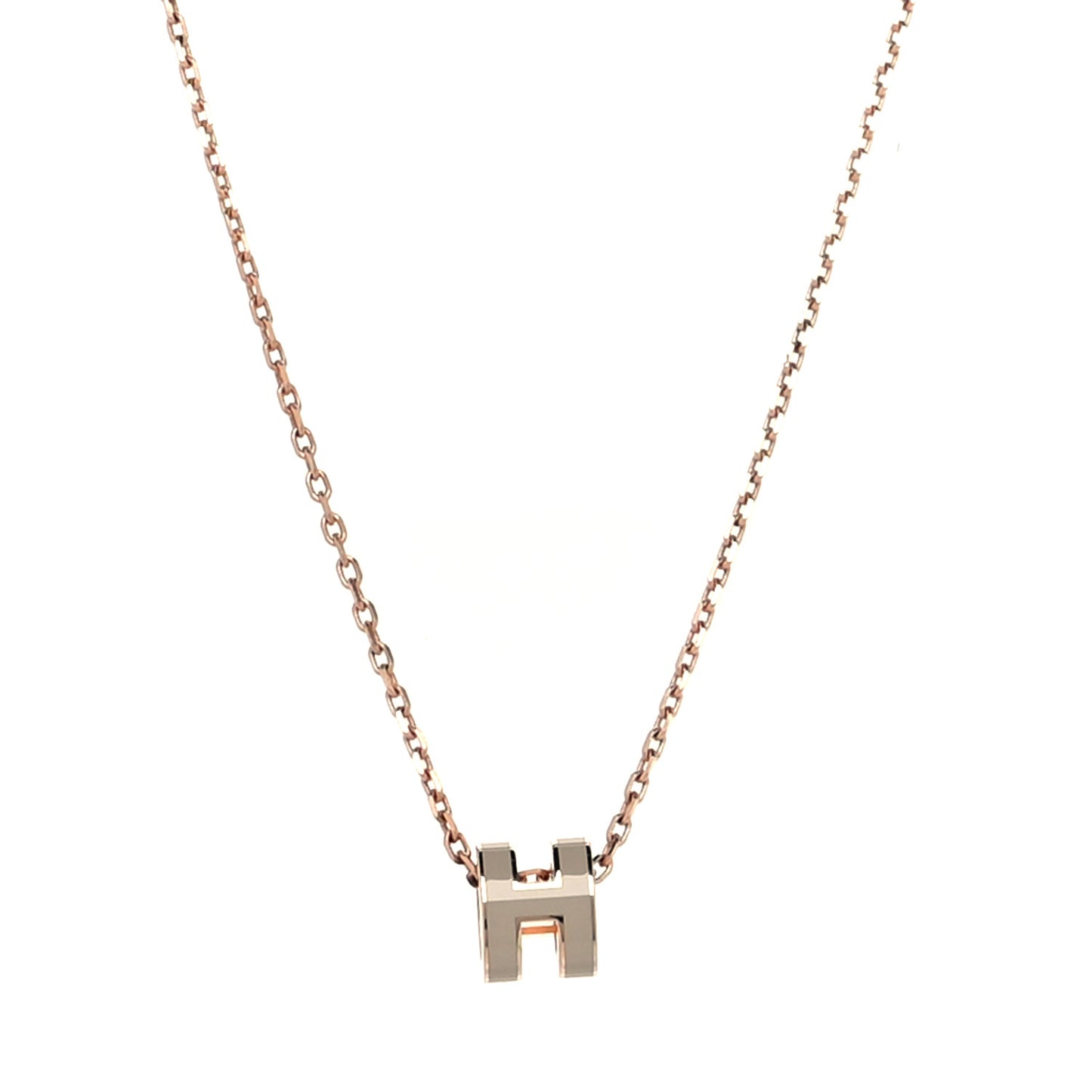 Lacquered Rose Gold Mini Pop H Pendant Necklace Marron Glace