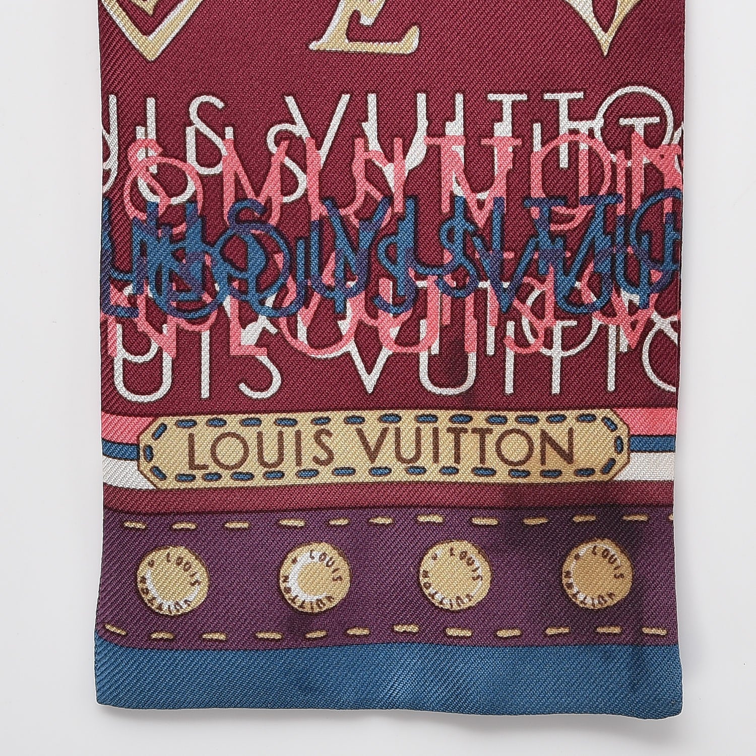 Louis Vuitton Silk Monogram Map Bandeau Prune Petrole 4 of 7