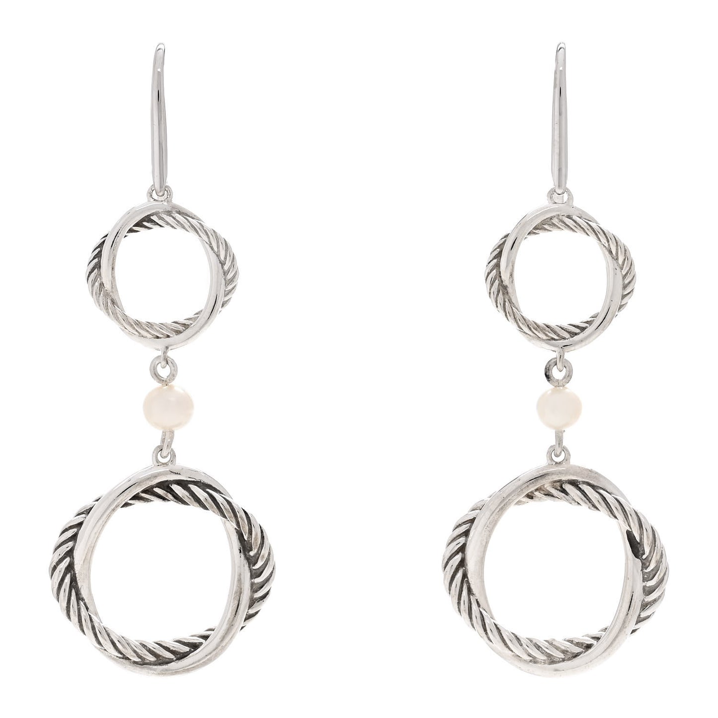 Sterling Silver Pearl Infinity Drop Earrings