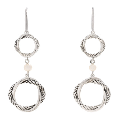 David Yurman Sterling Silver Pearl Infinity Drop Earrings 1 of 4