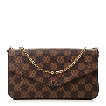 Louis Vuitton Damier Ebene Pochette Felicie Chain Wallet 1 of 12