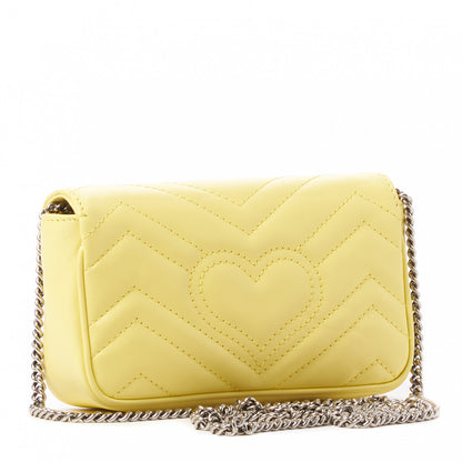 Gucci Calfskin Matelasse Super Mini GG Marmont Shoulder Bag Banana 3 of 10
