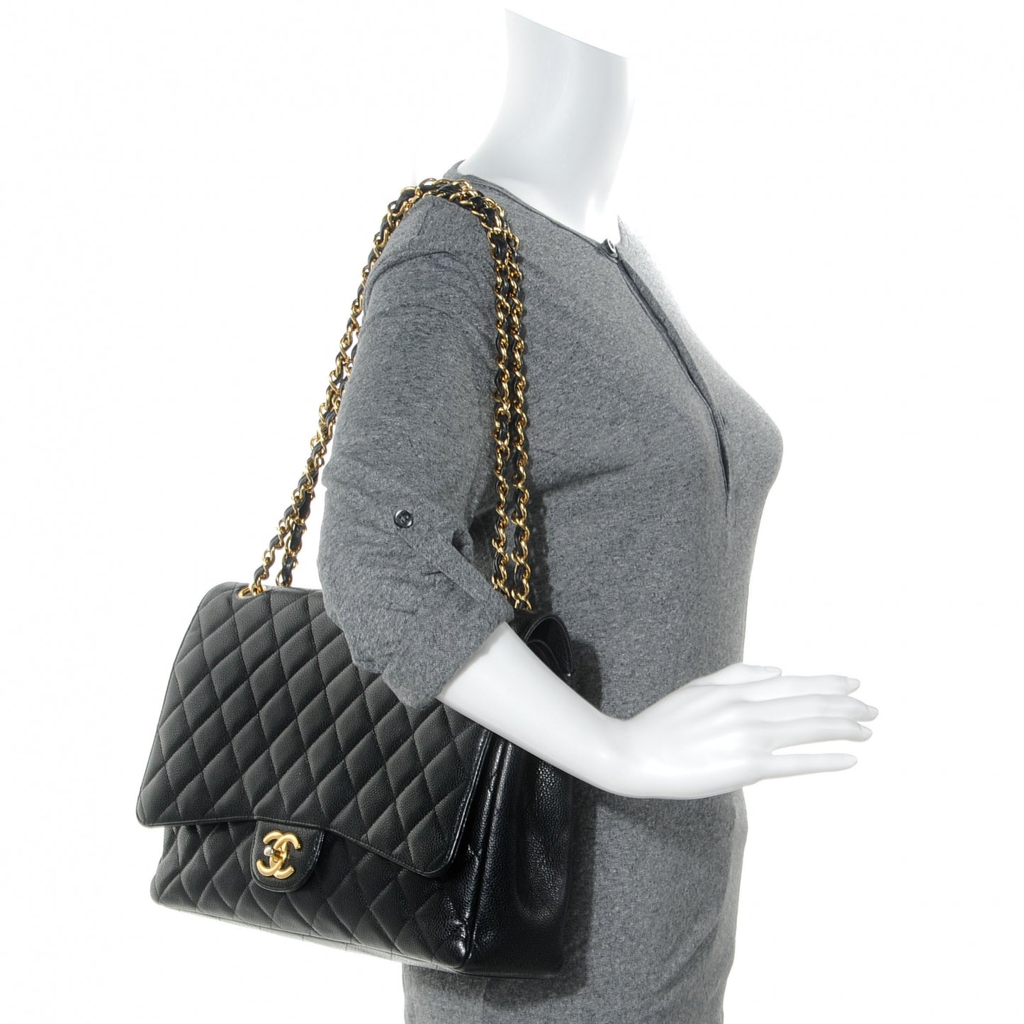 Caviar Quilted Maxi Double Flap Black