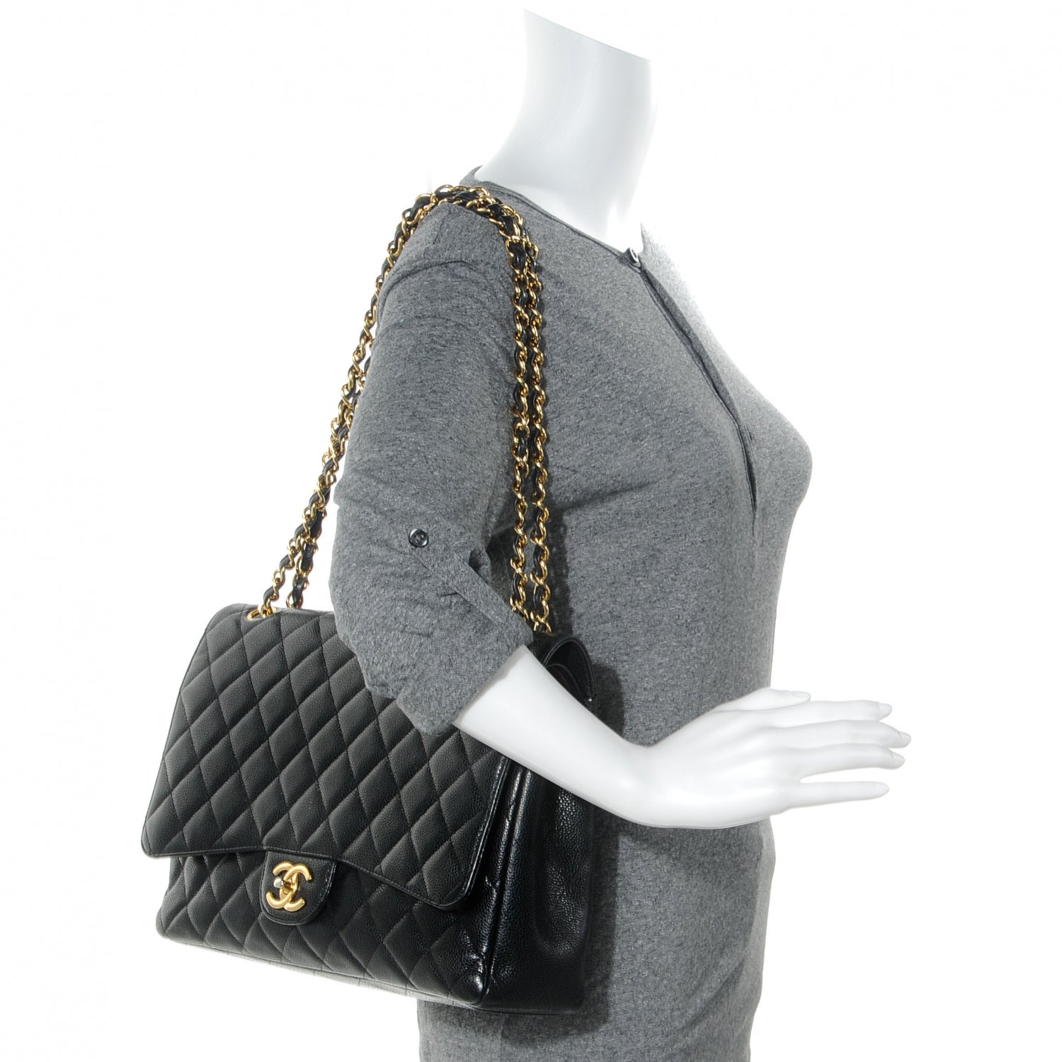 Chanel Caviar Quilted Maxi Double Flap Black 2 of 8