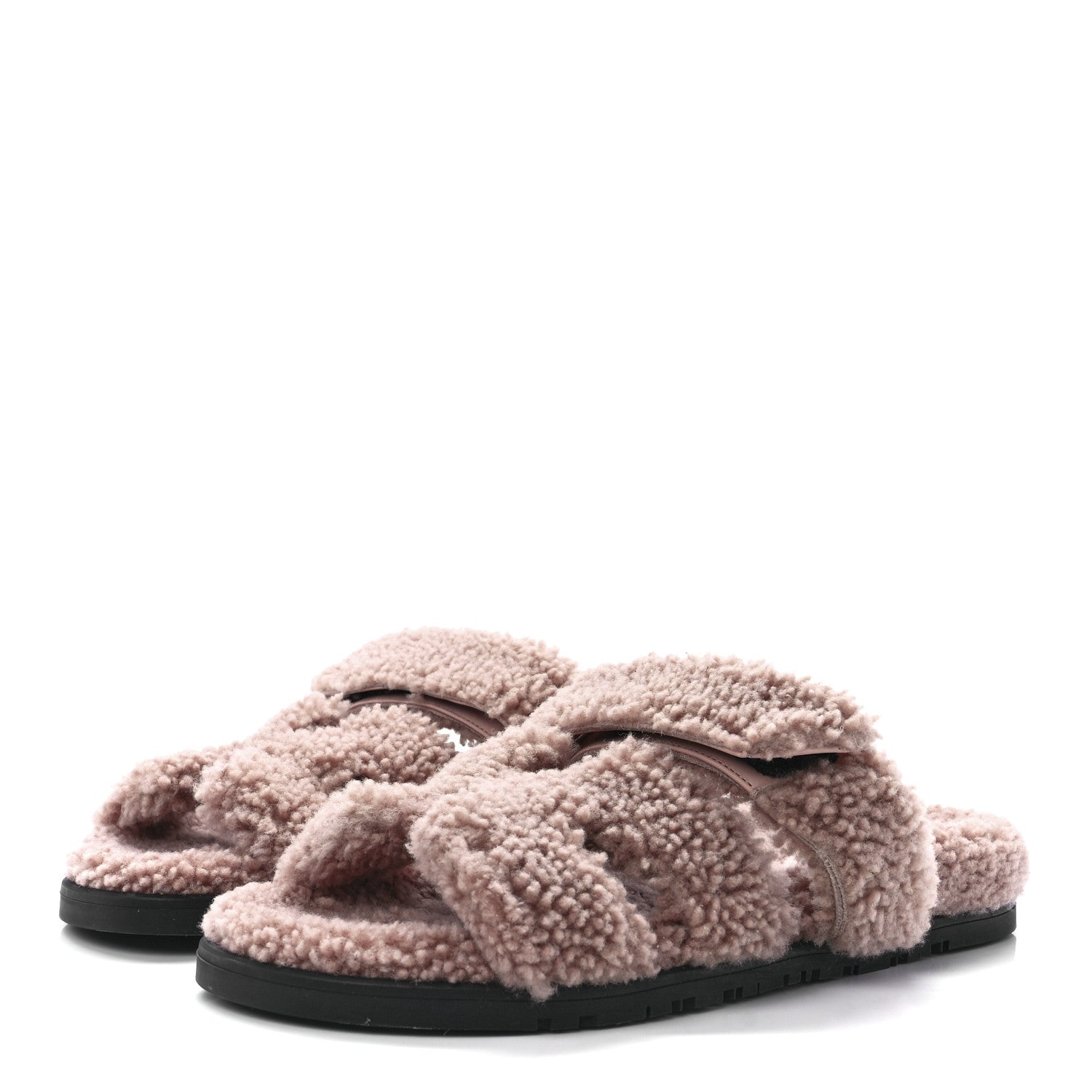 Hermes Woolskin Womens Chypre Sandals 38 Bois De Santal 3 of 8