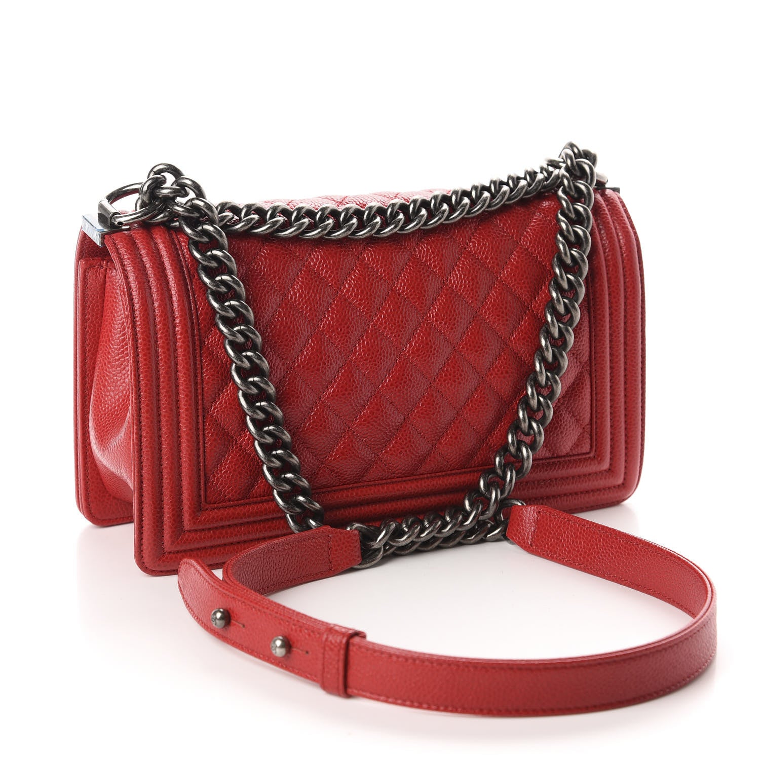 Chanel Caviar Quilted Medium Boy Flap Red 2 of 9