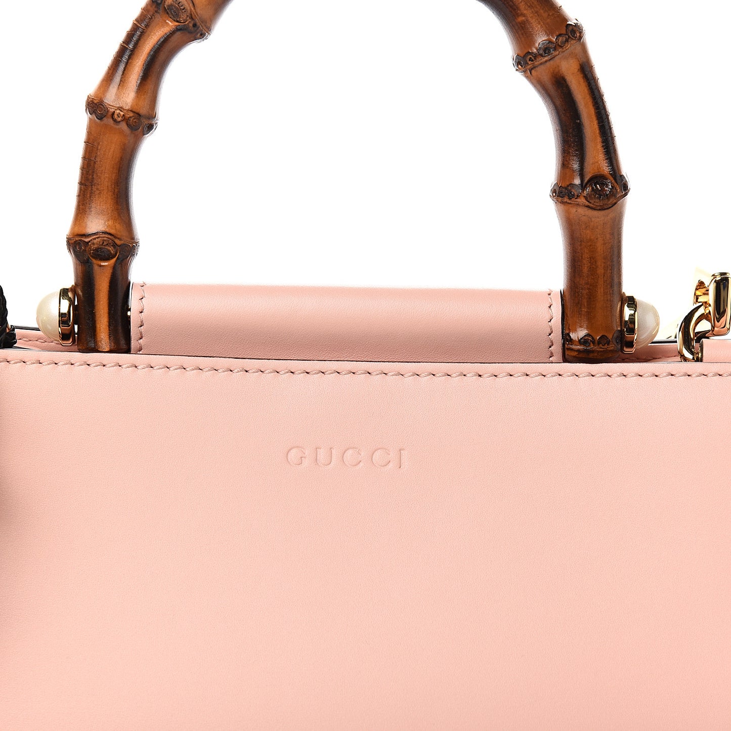 Nappa Bamboo Web Mini Nymphaea Top Handle Bag Perfect Pink Mystic White