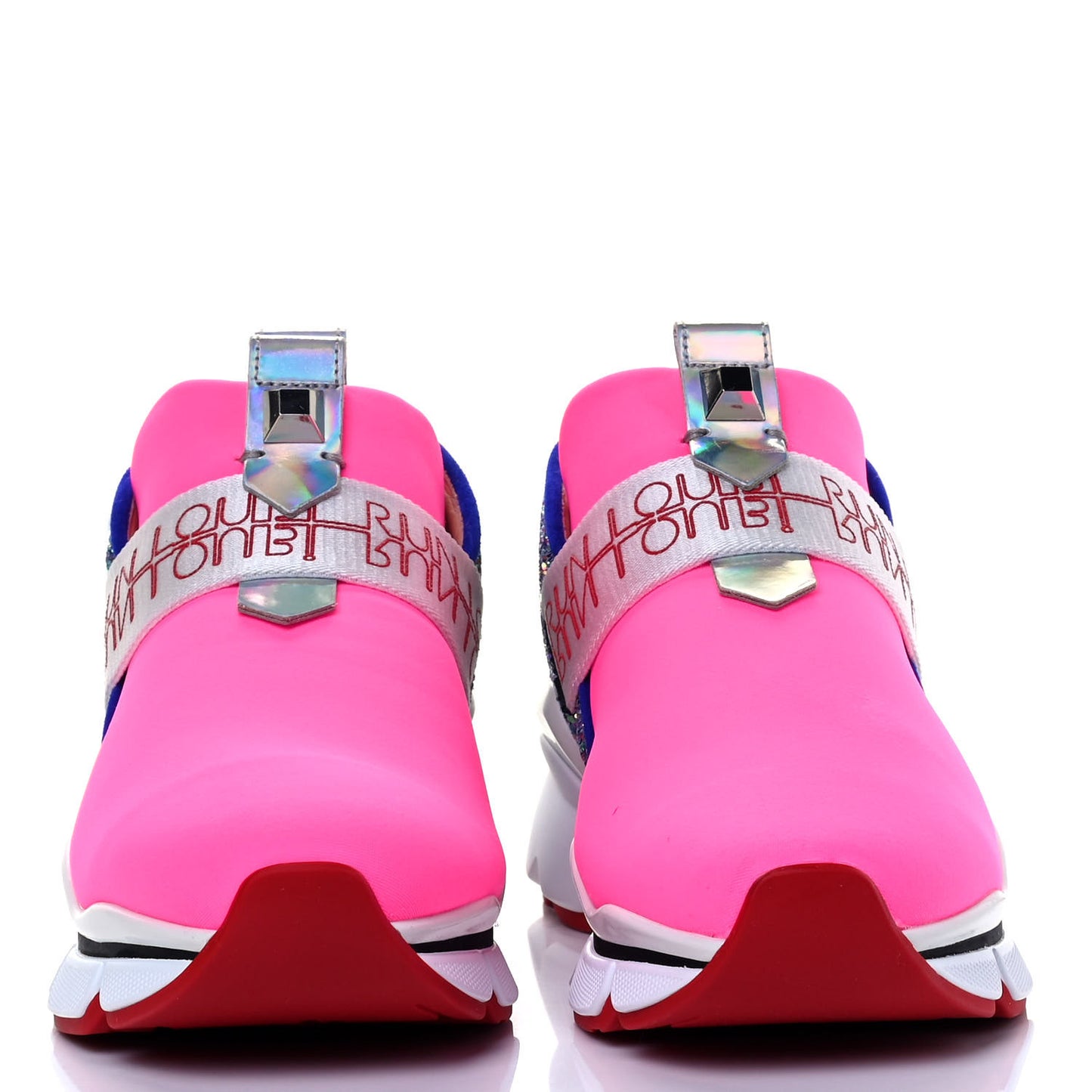 Neoprene Glitter Lipsyrun Flat Sneaker 35.5 Rose Fluo
