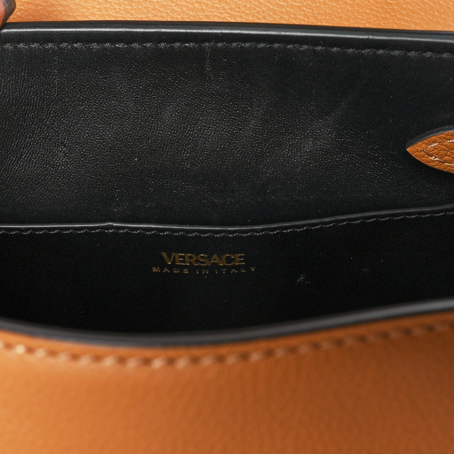 Grained Calfskin Small La Medusa Top Handle Bag Brown