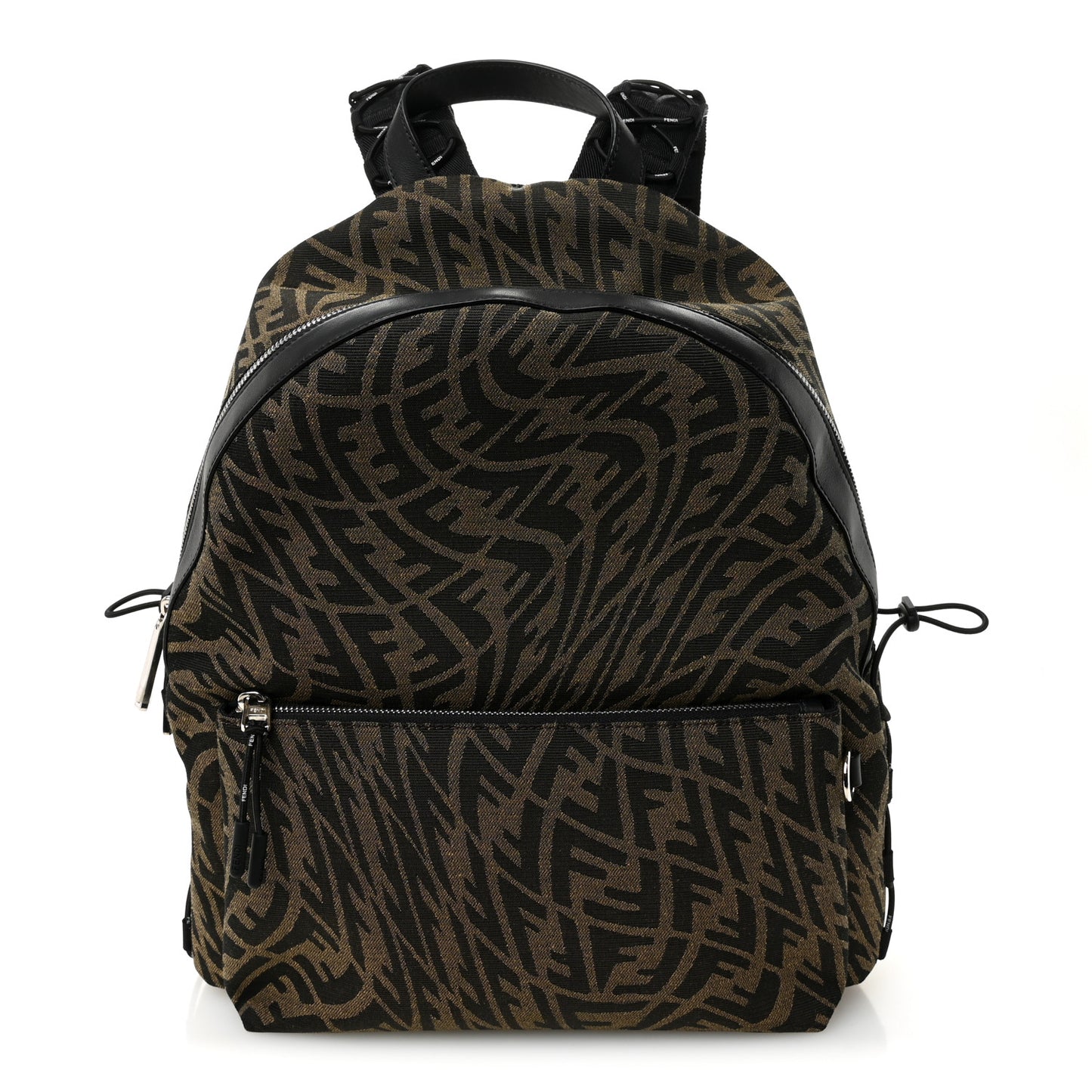 X SARAH COLEMAN Fabric Jacquard Vitello Grace Light Woven Lanyard FF Vertigo Pouch Pocket Backpack Tobacco Moro Black