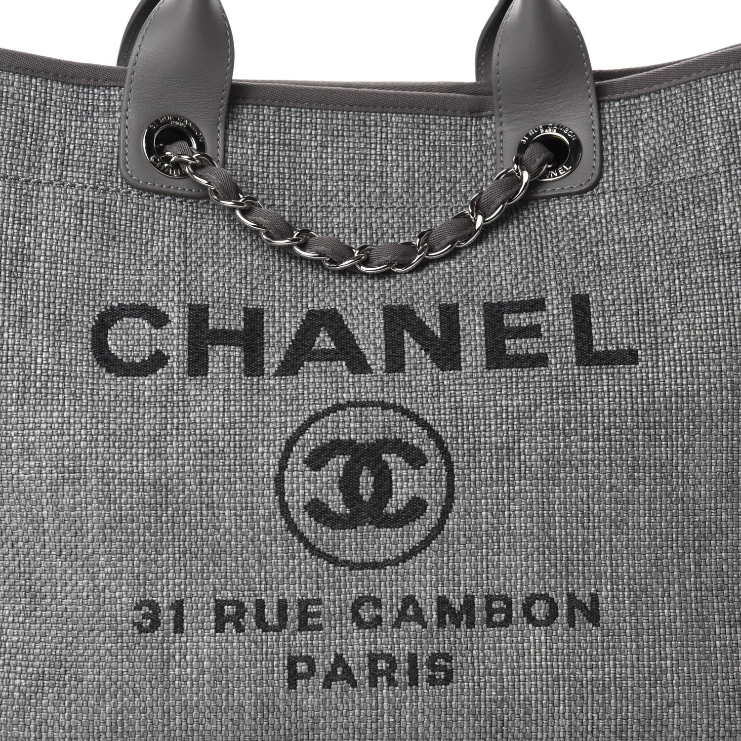 Chanel Woven Straw Raffia Medium Deauville Tote Grey 10 of 10