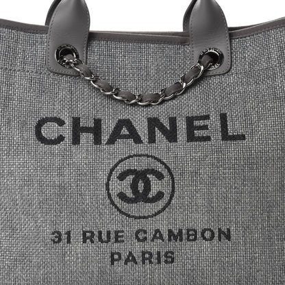 Chanel Woven Straw Raffia Medium Deauville Tote Grey 10 of 10