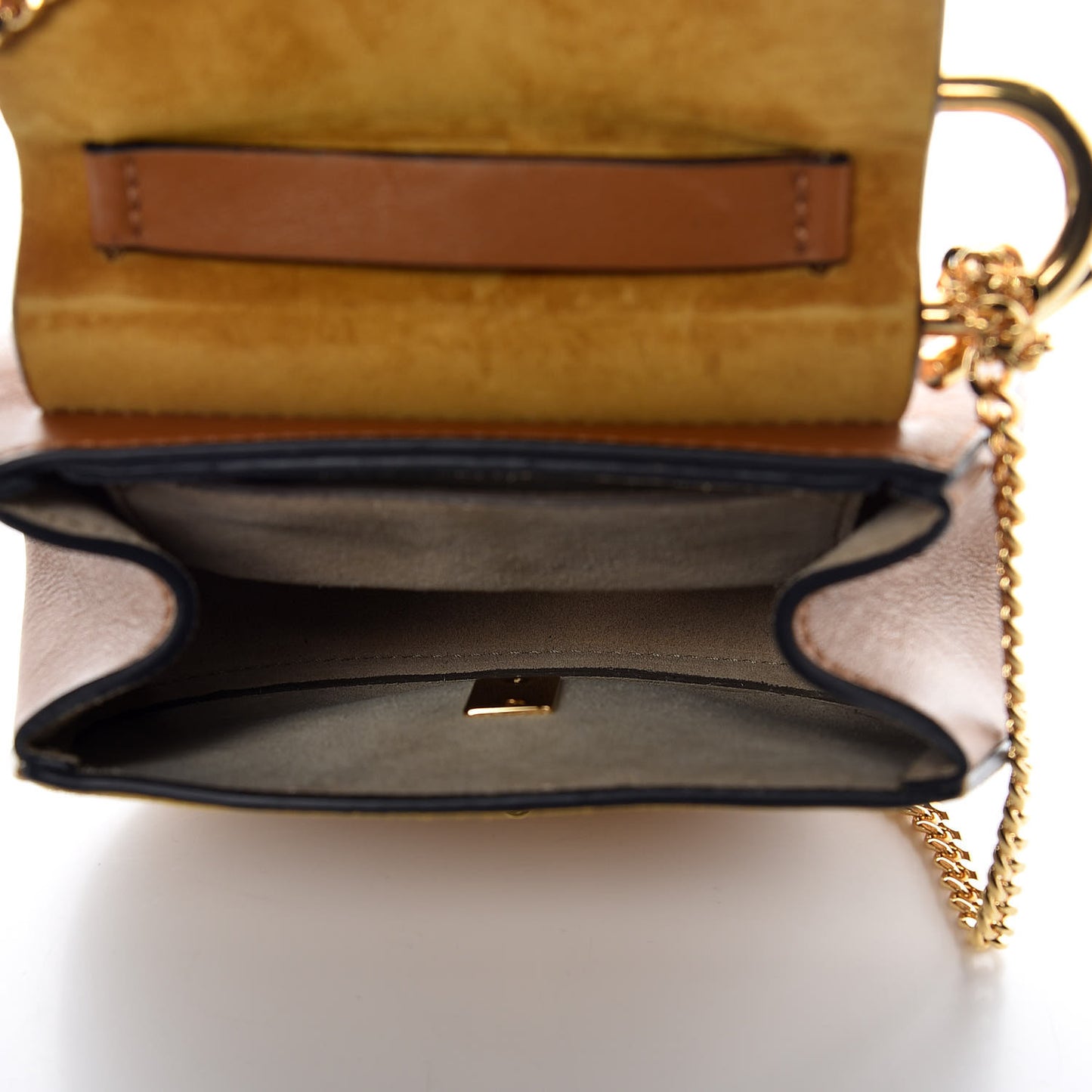 Suede Smooth Calfskin Nano Drew Shoulder Bag Caramel