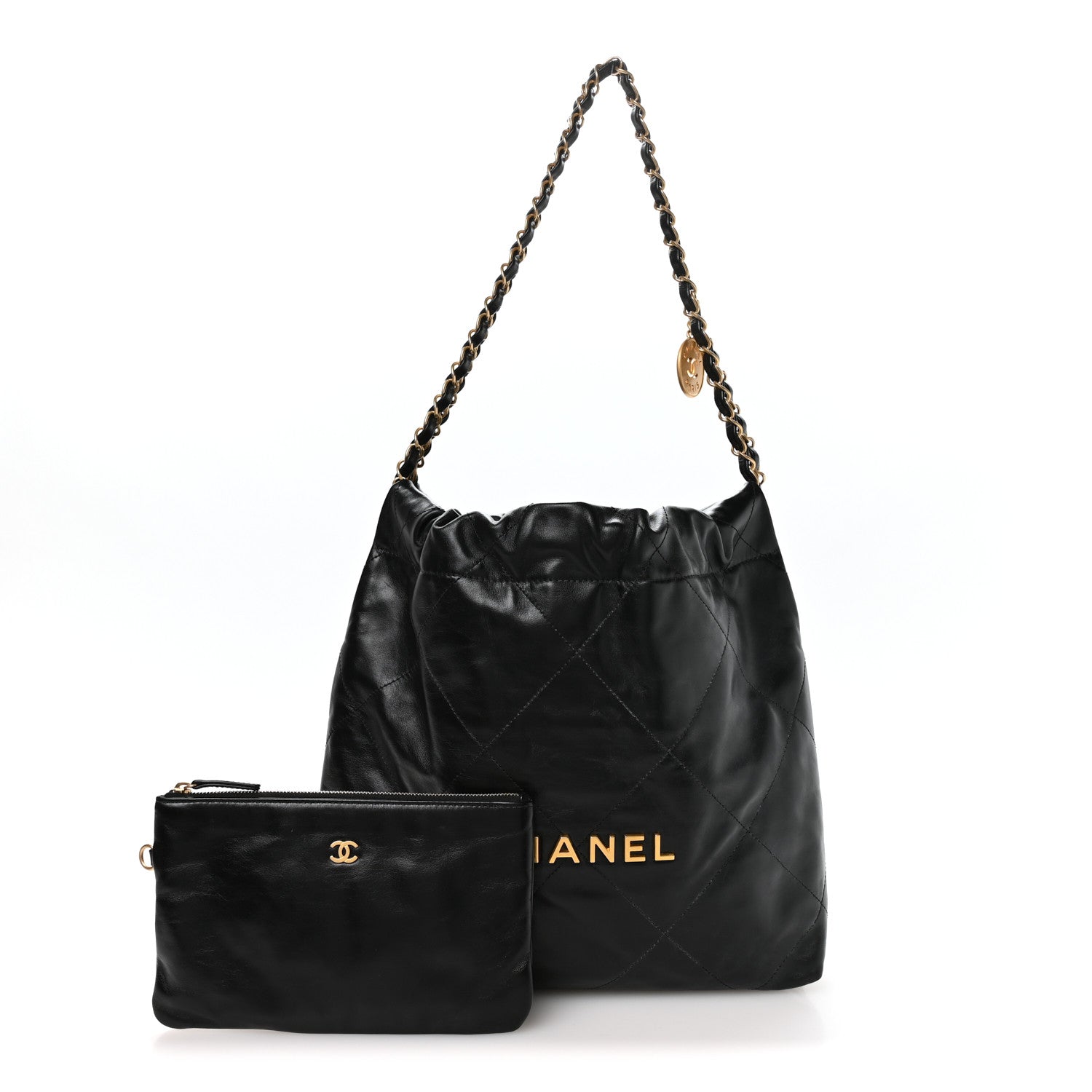 Chanel Shiny Calfskin Quilted Small Chanel 22 Black 3 of 11