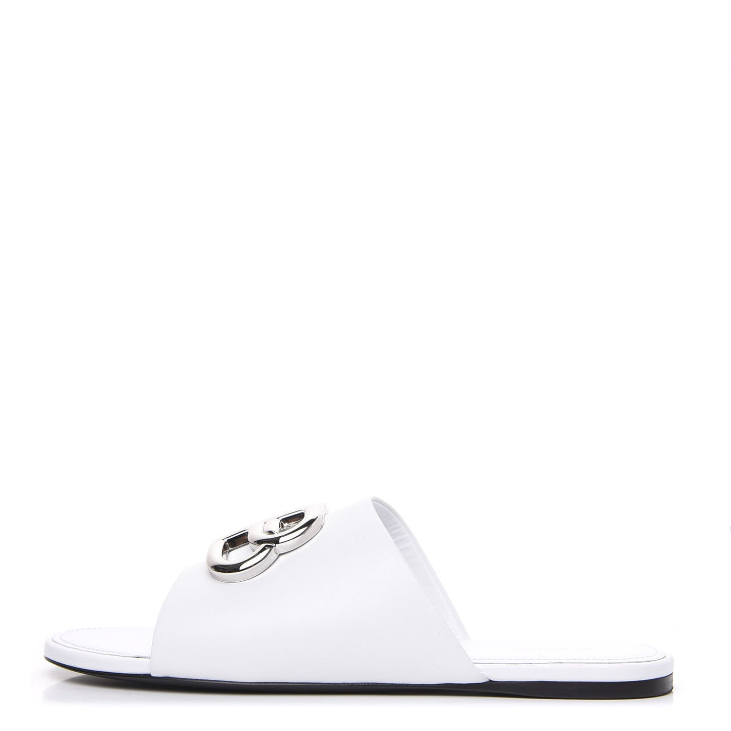 Shiny Sheepskin Oval BB Mule Sandals 36.5 White