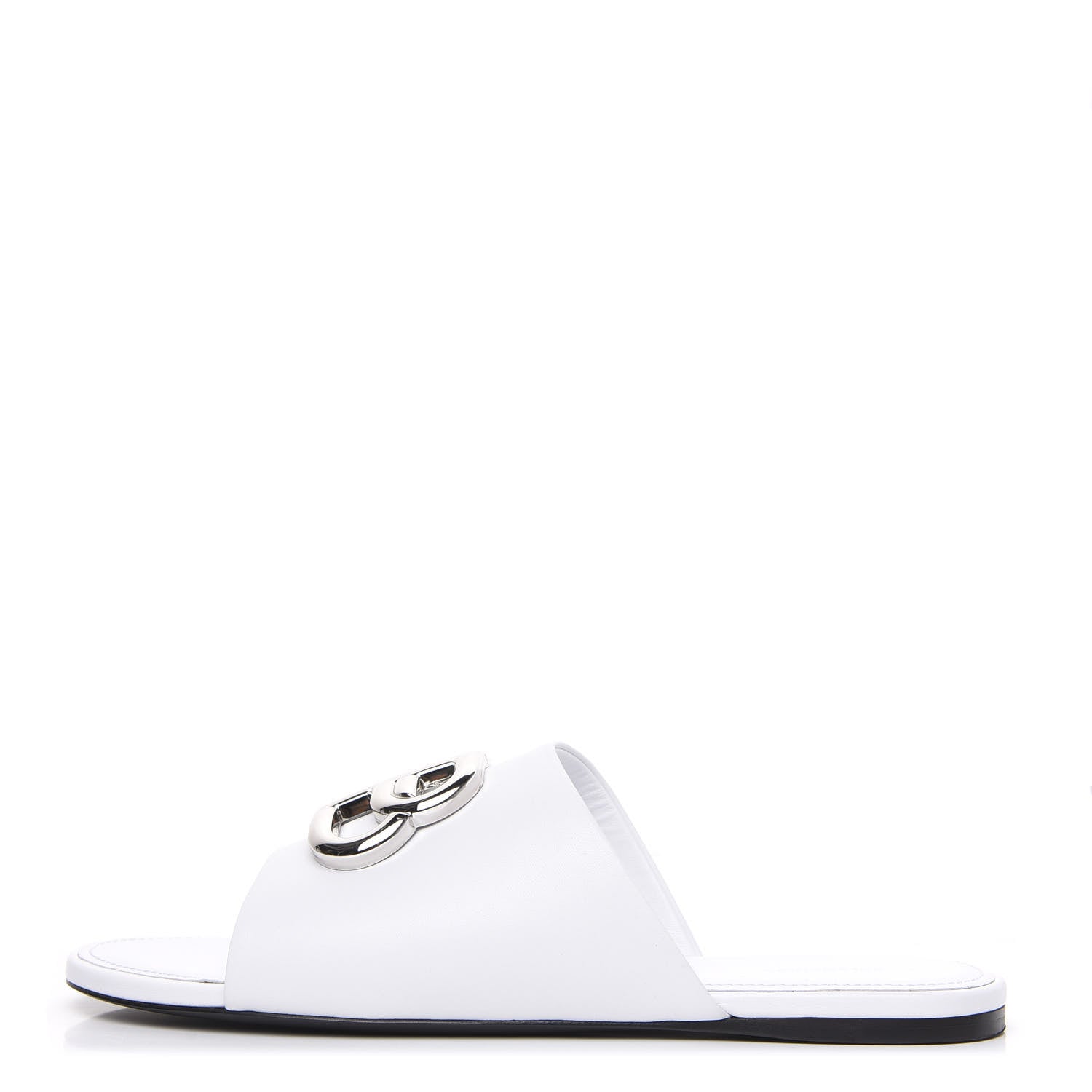 Balenciaga Shiny Sheepskin Oval BB Mule Sandals 36.5 White 1 of 9