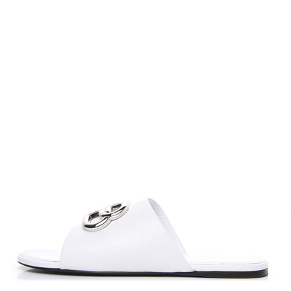 Balenciaga Shiny Sheepskin Oval BB Mule Sandals 36.5 White 1 of 9