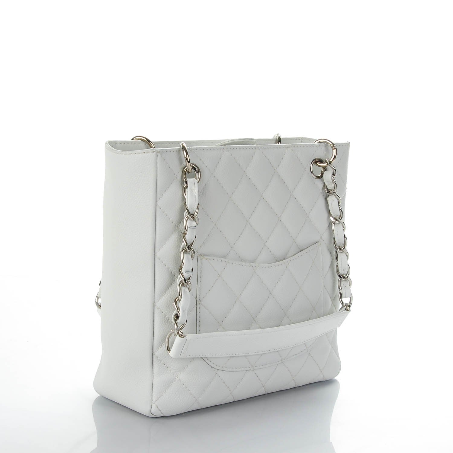 Chanel Caviar Quilted Petit Shopping Tote PST White 3 of 7