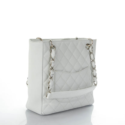 Chanel Caviar Quilted Petit Shopping Tote PST White 3 of 7