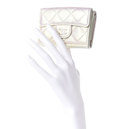 Chanel Iridescent Lambskin Quilted Double Flap Wallet Ivory 2 of 8