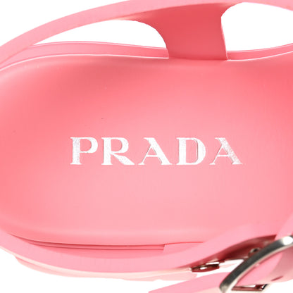 Prada Foam Rubber Metal Triangle Logo Monolith 55mm Cage Sandals 41 Begonia 7 of 8