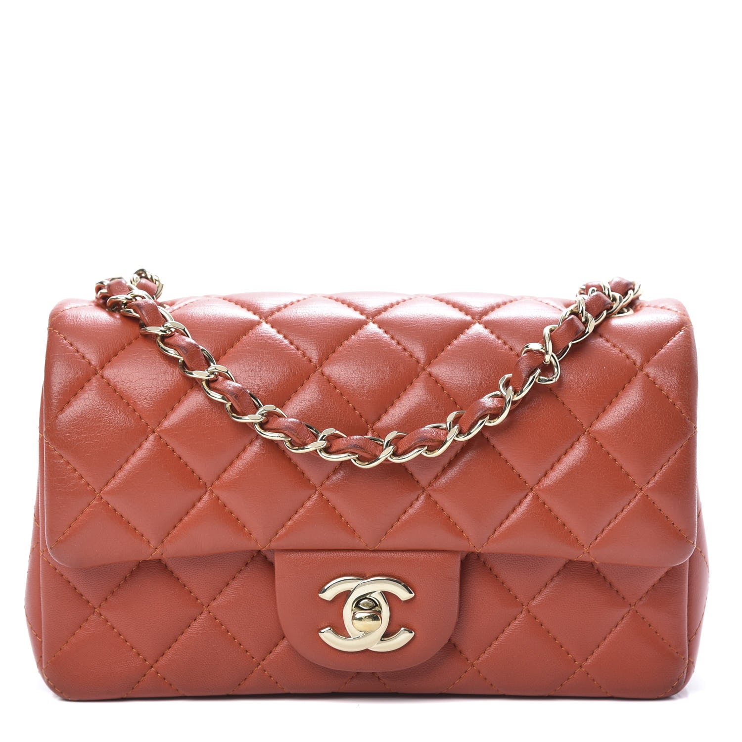 Chanel Lambskin Quilted Mini Rectangular Flap Orange 1 of 13