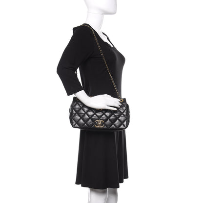 Chanel Aged Calfskin Quilted Medium Pondichery Flap Black 3 of 12