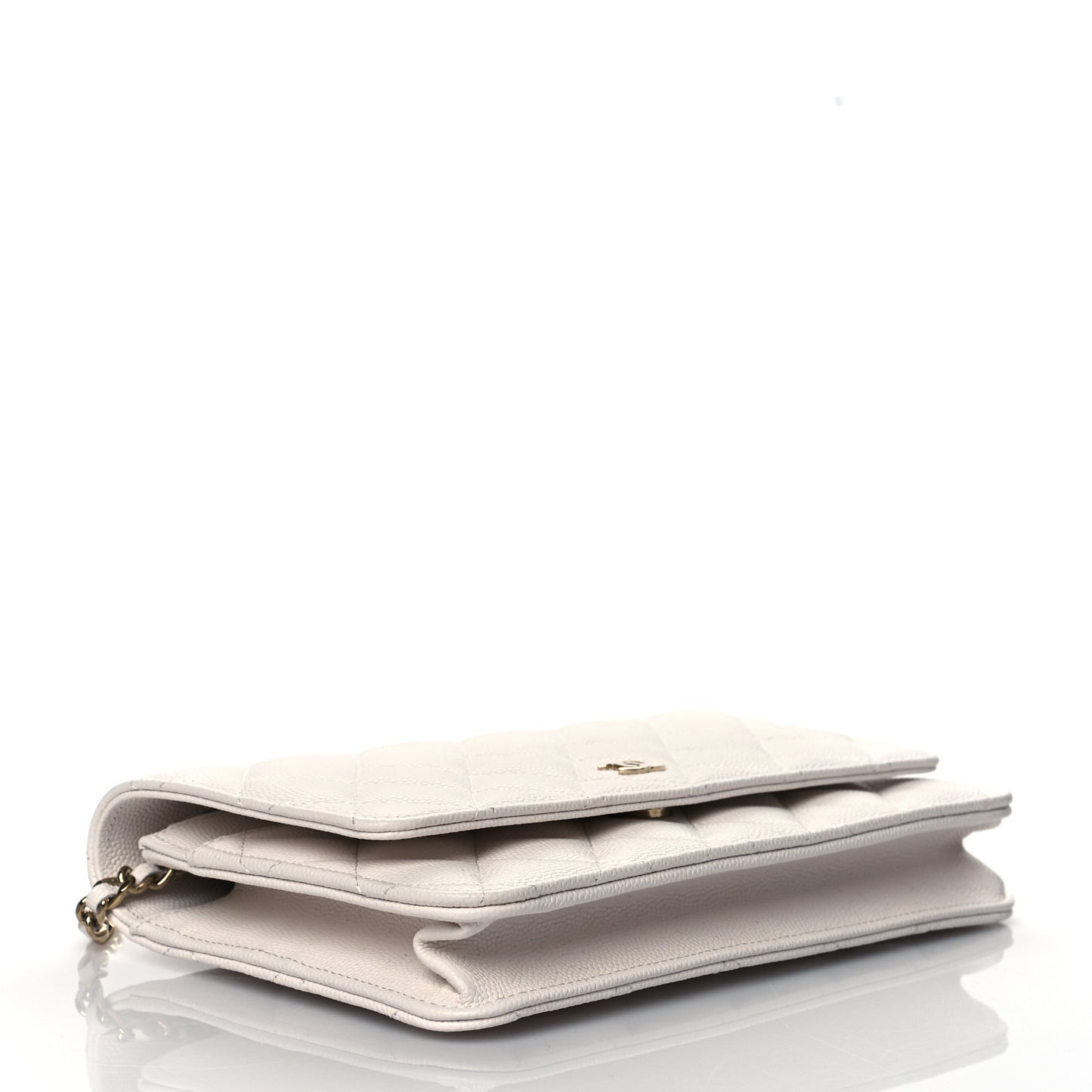 Caviar Quilted Wallet On Chain WOC White