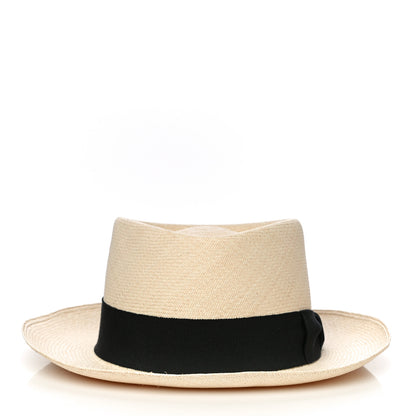 Hermes Straw Mens Rio Panama Hat 58 Natural Black 4 of 7