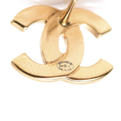 Chanel Metal CC Paris Button Stud Earrings Gold 4 of 4