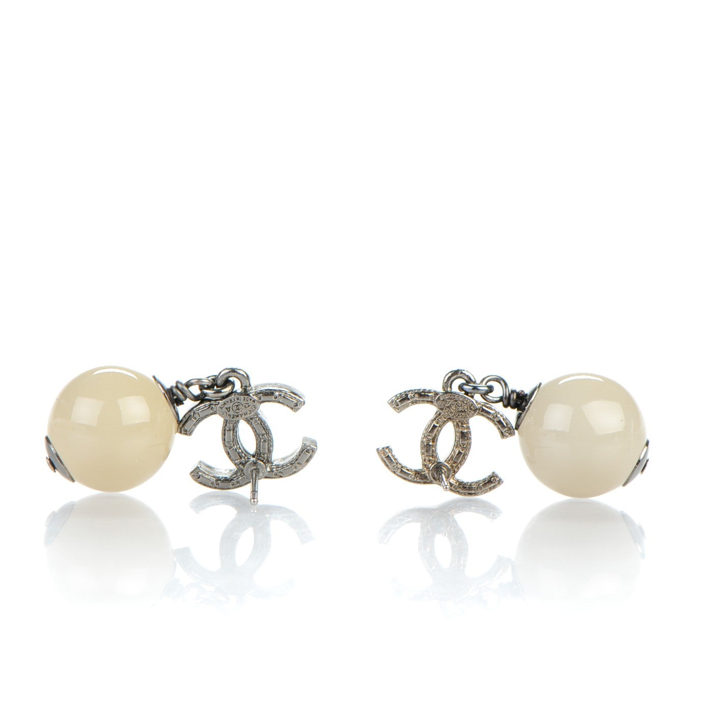 Ruthenium CC Bead Drop Earrings Light Green