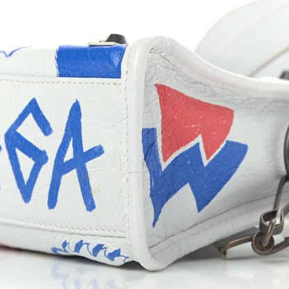Balenciaga Agneau Graffiti All Over Classic Hardware Mini City White Bleu Rouge 9 of 9