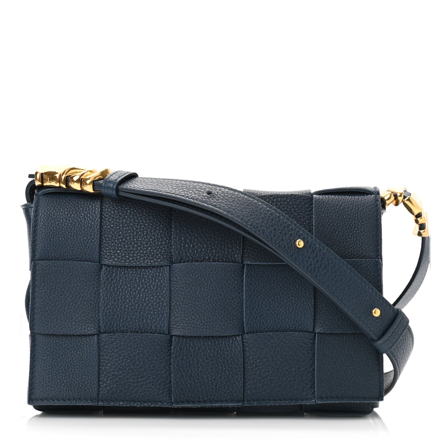 Bottega Veneta Grained Calfskin Maxi Intrecciato Cassette Crossbody Bag Deep Blue 1 of 9