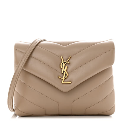 Saint Laurent Calfskin Y Quilted Monogram Toy Loulou Crossbody Bag Dark Beige 1 of 12