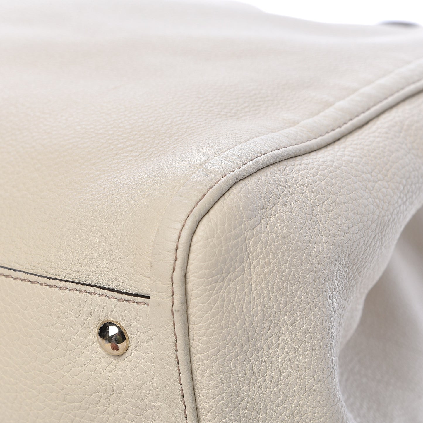Pebbled Calfskin Medium Soho Shoulder Bag Off White